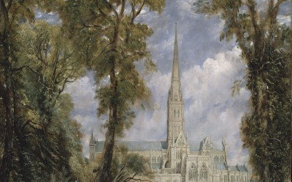 La cathédrale de Salisbury vue de la propriété de l&#039;évêque