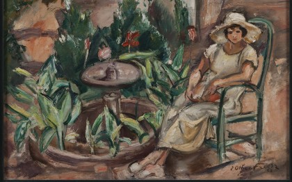 Femme assise dans un jardin  (Woman sitting in a garden)